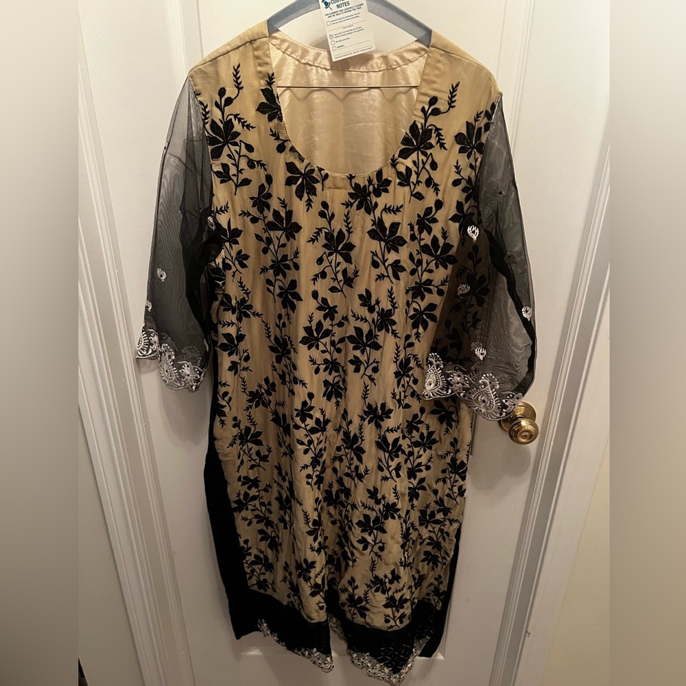Beige and black work dress Indian